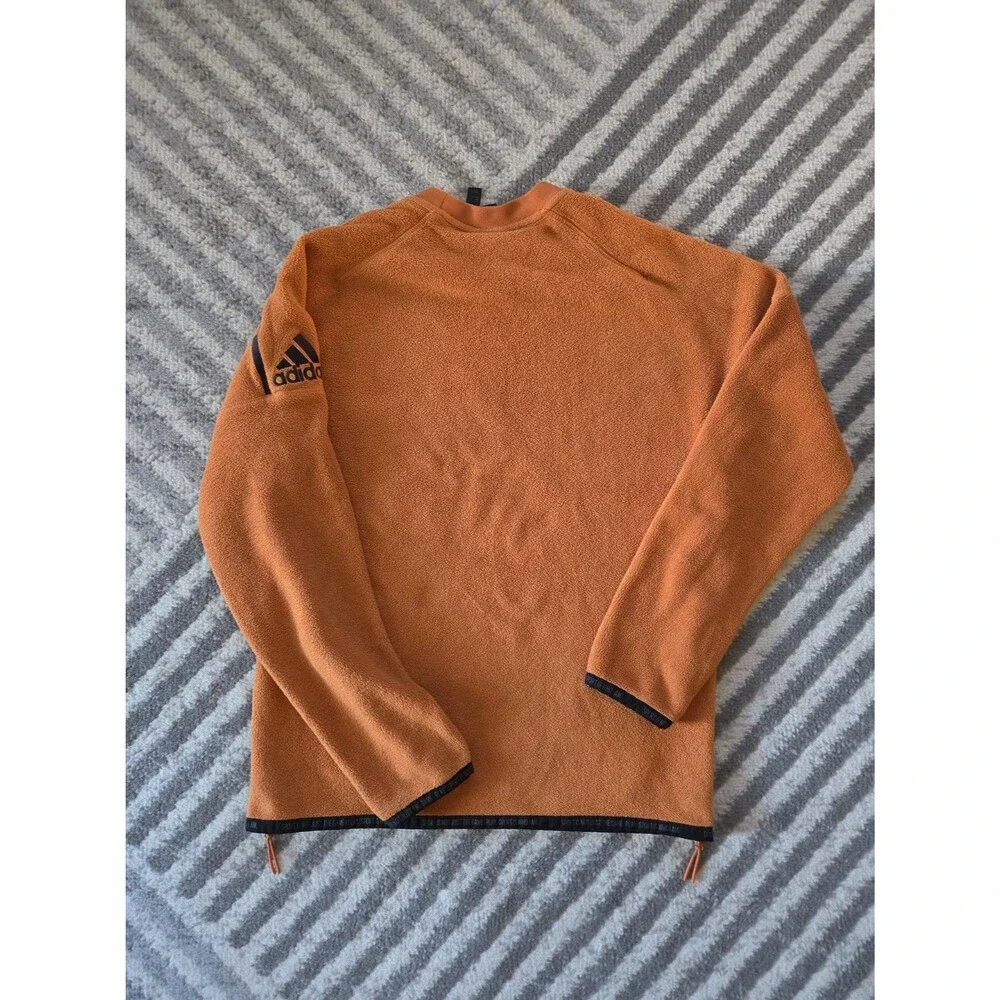 Adidas Women's Burnt Orange Crewneck Fleece with Side Zippers Size M